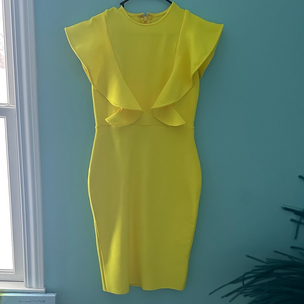 Elegant Yellow Ruffle Dress
